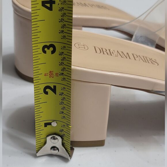Dream Pairs Nude Clear Straps Open Toe Block Heel Womens Slide on Sandal Size 11 - Picture 6 of 13